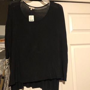 Silence and noise brand black flowy cotton shirt